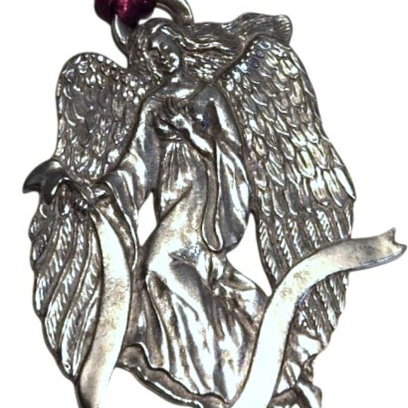 Vintage 1993 Seagull Fine Pewter GLORIA Angel Christmas ornament - Picture 2 of 5